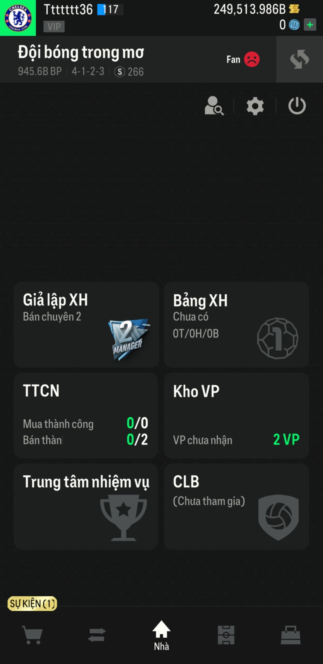 Ảnh ACC mở thẻ (LOẠI SVIP PROMAX) bao gồm có 02 thẻ +12, 04 thẻ PRIME (QH+, CP+, XS+, HĐ+) và hơn 1600+ thẻ cầu thủ từ Siêu sao đến Miền núi các loại. Acc có sẵn BP trắng từ 230.000 tỷ BP đến 250.000 tỷ BP kèm theo nhiều ngày SVIP